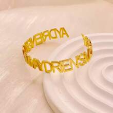 1pc Customized Stainless Steel Minimalist Fashion Adjustable Push-Pull Bracelet, Personalized Name Plate ID Bangle, Classic 18K Gold Plated Design, Elegant Boho Style, Perfect Gift For Mother, Wife, Best Friend, Women