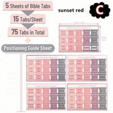 圣经标签、粘性索引标签、75 个标签、波西米亚主题、男女学习圣经用层压圣经标签、圣经索引标签、圣经书本标签、圣经标签标签、圣经标签、粘性标签。（5 张/套）、学校用品、返校 - 1套 - 查看 13
