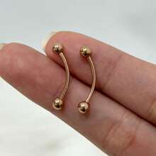 316L Surgical Steel 16G Curved Barbell Snake Eyes Tongue Ring Eyebrow Nipple Belly Earring Piercings Jewelry 14mm 9/16 Inch - Sold Individually - 玫瑰金 - 查看 1