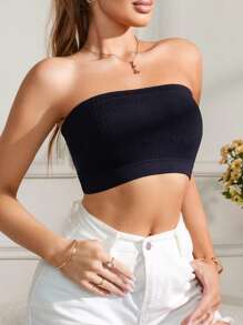 3pcs Women Padded Bandeau Camisole Top, Seamless Strapless Bra Undergarment For Students & Teens, Backless Slip-Proof Design - Multicolor - View 6