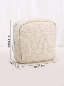 1/2 piezas Bolsa de maquillaje cuadrada de pana, para mujer y hombre, bolsa de aseo plana, organizador de maquillaje, bolsa de cosméticos de viaje