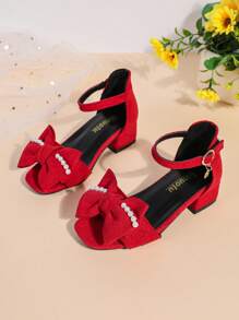 Mädchen Mode Hochabsatz Prinzessinnenschuhe mit Blumen Dekor, Riemen & Klettverschluss, Sommer Tanzschuhe