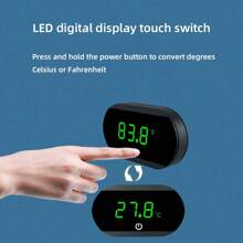 1pc Aquarium Fish Tank Digital Thermometer With LED Display, Switchable Between ℃ And ℉, Touch Control, Long-Lasting Button Battery, Suitable For Aquarium, Turtle Incubator, Fish Tank Accessories