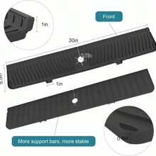 1pc Silicone Water Drain Mat/Anti-Slip Kitchen & Bathroom Sink Splash Guard Pad Kitchen Drainage Mat Silicone Drain Pad, Multifunctional Heat Insulation Pad NEW Kitchen Faucet Sinks Splash Guard Silicone Drain Pad Water Catcher Tray Slip Mat - 黑色 - 查看 2