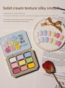 马卡龙 9 色固体绘画凝胶指甲油套装，渐变色凝胶指甲油海绵凝胶指甲油适用于渐变色指甲 Aura Nails，法式美甲 DIY 美甲，女士女孩美甲设计 - 彩色 - 查看 2