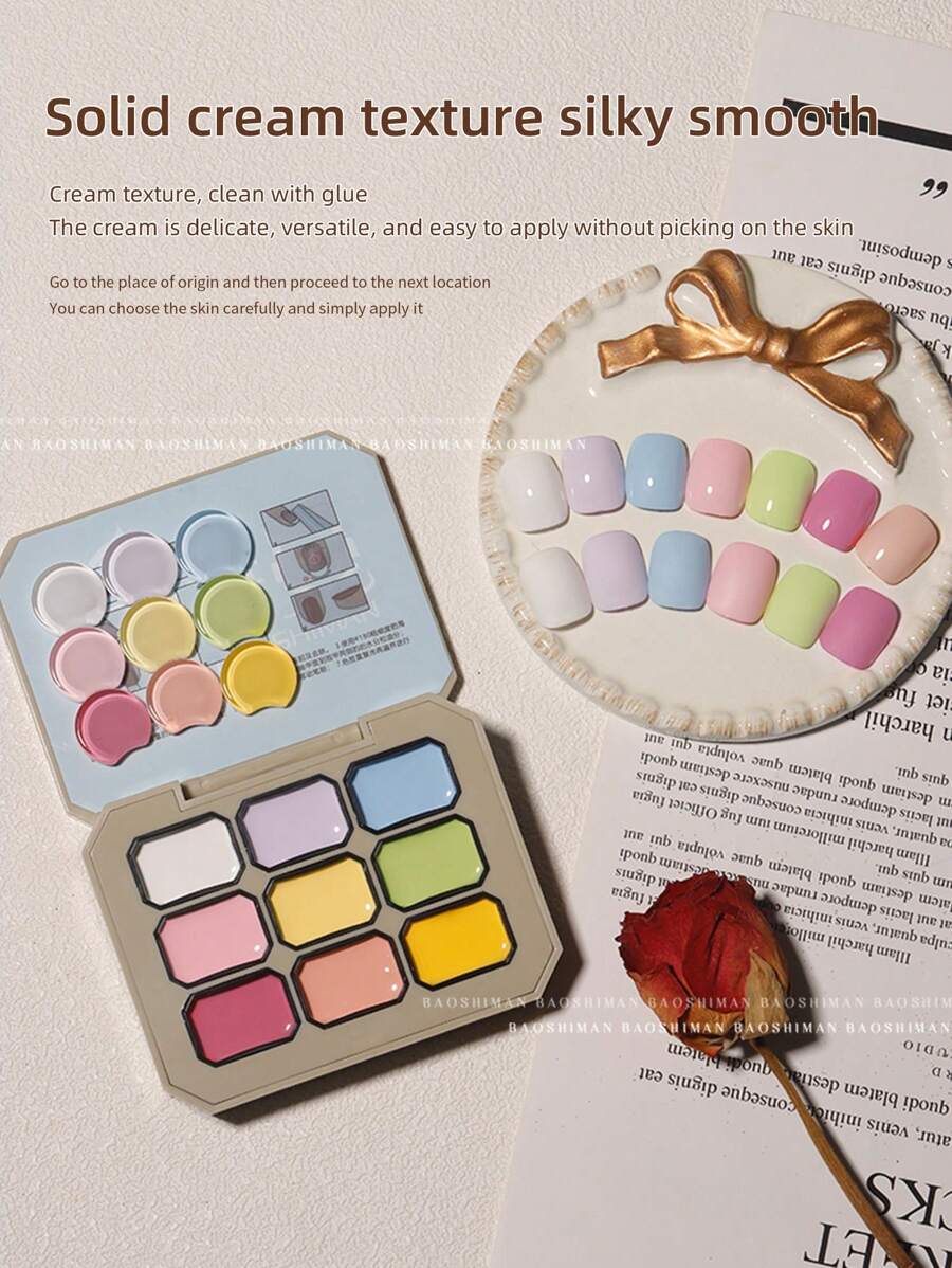 马卡龙 9 色固体绘画凝胶指甲油套装，渐变色凝胶指甲油海绵凝胶指甲油适用于渐变色指甲 Aura Nails，法式美甲 DIY 美甲，女士女孩美甲设计