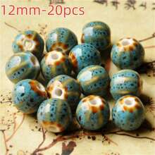 20Pcs Floral Glaze Watermelon Beads - Versatile Ceramic Charms For Diy Bracelets & Necklaces, Fashion Jewelry Crafting Accessories