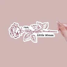 Elegant "Run, Little Mouse" Vinyl Sticker Waterproof, Matte Finish, UV-Protected For Laptops, Water Bottles, Notebooks - Perfect Gift For Book Lovers & Floral Enthusiasts, School Supplies, Back To School - Multicolor - View 4