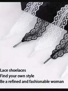 1 Pair/2pcs Lace Shoelaces, DIY Ballet Style Cute Girl Accessories, White Silk Lace Trim Shoelaces
