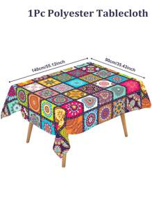 1pc BOHO Polyester Tablecloth, Colorful Bohemian Pattern Table Runner, Holiday Birthday Party Decoration Table Cover, Coffee Table Dining Table Cabinet Bar Decoration Table Set, Kitchen Dining Room Decoration Table Skirt, Four Seasons Everyday Home Decoration Table Runner, Indoor Outdoor Party Dining Picnic Table Cloth, Washable Tablecloth