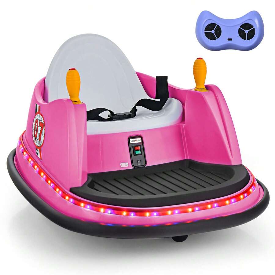 Lifezeal 12V Vehicle 360° Spin Race Toy Kids Ride On Bumper Car With Remote Control Purple/Pink/Red/Blue - Hồng - Xem 1