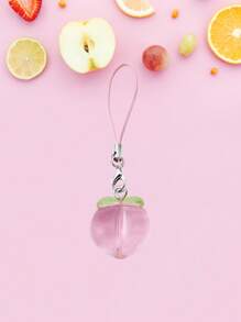 2pcs Cute Summer Holiday Peach&Grape Pendant Phone Hanger Earphone Strap For Daily Use And Gift For Friends Family