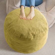 Round Stuffed Pouf , Corduroy Poufs With Foam Chunk Filling, Furry And Fluffy Pouf Foot Stool Storage , 20 X 15 Floor Poufs Foot Rest For Living Room, Beige - 綠色 - 查看 1