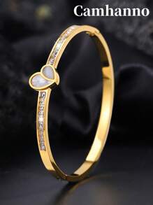 Camhanno 1 件精美时尚的不锈钢钻石镶嵌蝴蝶结手链，适合作为送给男性（女性）朋友的礼物 - 白色愛心手鐲 - 查看 2