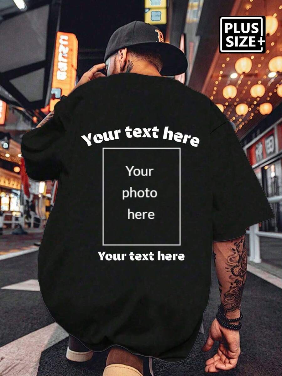 Koszulka męska z niestandardowym zdjęciem w dużym rozmiarze, styl vintage z głównej ulicy, odważna i bezkompromisowa: niestandardowe koszulki ze zdjęciem dla dużych facetów, którzy rządzą ulicami - Twoja wiadomość, Twoje zdjęcie (do 6XL), zastosowanie na wiele okazji, takich jak siłownia/klub nocny/hip-hop itp. Ozdobna, stylowa dla psa, modna, hipsterska, zakontraktowana, łatwy kostium, skromna moda, minimalistyczny szyk, swobodny niestandardowy, wyjątkowy, spersonalizowany Idealne prezenty dla niego, rodziny, chłopaka, przyjaciół, dzieci