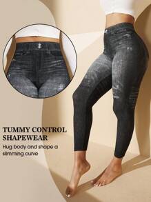 1pc Women's Seamless Tummy Control Shapewear Pants, High Elasticity Breathable Leg Slimming Shaper - Black - View 2