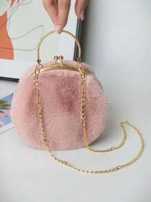 1 件毛绒兔子斜挎包，可爱韩式毛绒手提包，秋冬