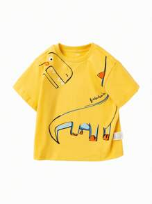 Balabala Young Boys Summer T-Shirts, Cute Cartoon Cotton Boys Short Sleeve T-Shirts - Light Yellow - View 5