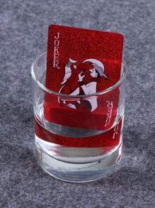 创意红玫瑰暗纹网格暗纹防水扑克牌厚塑料扑克牌益智休闲棋盘游戏 - 玫瑰紅 - 查看 5