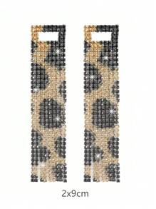 Spring Long Tassel Leopard Color Crystal Earring For Women 1 Pair