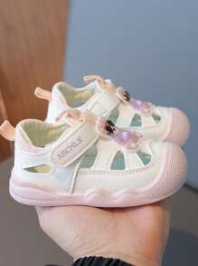 时尚舒适儿童运动鞋，适合 1-2 岁的幼儿支撑鞋，软底封闭式鞋头防踢夏季户外运动凉鞋 - 淺粉色 - 查看 4