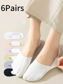 6 Pairs Women's Fashion Lightweight Ice Silk Non-Slip Invisible Low Vamp Socks, Skin-Friendly, Breathable, Odor-Resistant, Comfortable, With Moisture-Wicking Effect, Stylish And Luxurious, Suitable For Travel, Parties, Holidays, Christmas, Valentine's Day, Gifts For Wife, Mothers, Daughters, Daily Wear - Multicolor - View 2