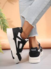 Women's Fashionable Lace Up Platform Sneakers, Casual Comfortable Sports Shoes For Daily Wear, Female All-Match Round Toe Shoes For Daily Wear