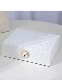 1pc Elegant Single Layer Jewelry Box, PU Leather, Large Capacity With Lock, Suitable For Storing Necklaces, Earrings, Rings, Bracelets, Watches, Can Be Gift For Girlfriend, Mother's Day, Holidays - Multicolor - View 8