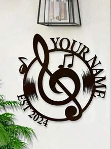 A Piece Of Wrought Iron Customizable Metal Note Wall Decor Art Logo Personalized Name Treble Clef Design Bedroom Studio Kitchen Indoor And Outdoor Art Home Decor No Electricity Multifunctional Wall Hangings Perfect For Christmas Halloween Easter Thanksgiving Gifts Birthday Graduation