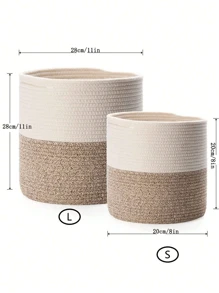 1 pieza Macetero de dos tonos hecho a mano, cesta de almacenamiento decorativa tejida, maceta de flores de jardín de paja, mimbre, ratán o hierba marina