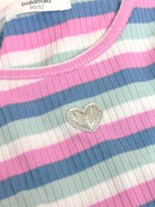 Balabala Strickkleid für junge Mädchen, gestreiftes ärmelloses Prinzessinnenkleid