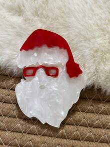 1pc Handmade Acrylic Cartoon Christmas Santa Claus Brooch, Unisex Holiday Decor Lapel Pin