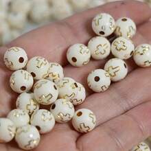 Yiwu Qiyou Accessories Co., LTD 100/50 hạt acrylic 8mm hình thánh giá, chủ đề Cơ đốc giáo, thích hợp để tự làm vòng tay, vòng cổ và đồ thủ công cầu nguyện, đồ dùng cho lễ Phục Sinh. - trắng - Xem 3