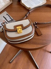 Bolso bandolera pequeño con bloqueo de color, estilo de hombro de sillín, versátil y retro, para debajo del brazo, para mujeres, estilo empresarial y de moda callejera, adecuado para estudiantes universitarios, como regalo