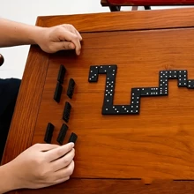 28pcs Wooden Domino Set - Push And Drop Board Game, Fun Tabletop Tile Game, Suitable For Outdoor Camping And Travel, Classic Black And White Dominoes With Storage Box, Interactive Strategy Game For Skill Development, Outdoor Game | Classic Board Game | Durable Structure, Classic Board Game Travel Set