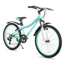 HILAND 24 Inch Mountain Bike AgeFront Suspension Fork Bicycles Multiple Colors Bmx - màu xanh lá - Xem 1