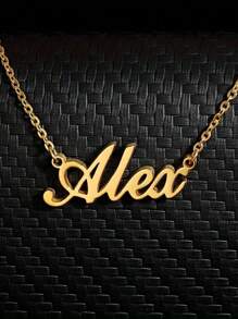Customizable Elegant Personalized Name Necklace - Laser Cut Stainless Steel Pendant, Perfect Gift For Her - Multicolor - View 3