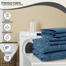 Lux Decor 6-Piece Paisley Bed Sheets High GSM Brushed Microfiber Sheets - Elevate Your Sleep Experience With 16-Inch-Deep Pocket Bedding Sheets & Pillowcases- Back To School- Graduation Gift- All Sizes Available-, Valentine's Day Bedroom, Spring Bedding Refresh, Guest Room Essentials, Dorm Room Bedding, Premium Bed Linens, Easy Care Sheets, Hypoallergenic Fabric, Year-Round Comfort, Master Bedroom Update, Matching Bedding Set, Hotel Quality Linens - Màu xanh hải quân - Xem 7