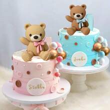 Roaring Good Time Brown Bear Cake Topper, Mocha Brown Ball Cake Decor, Boho Style Little Bear Cake Decoration, Gender Reveal Party Birthday Cake Topper, Valentine's Day Cake Decor - Multicolor - View 10