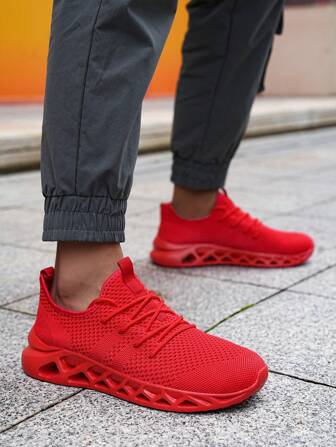 Men's Breathable Hollow Toe Round Low-Top Casual Thick Sole Sneakers, Athleisure Style For Daily Wear, Versatile