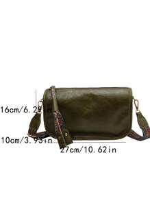 Women's Casual Geometric Pattern Adjustable Strap Soft Crossbody Bag, Everyday Use - Green - View 6