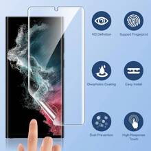 3 Packs Screen Protector Compatible With Samsung Galaxy S22 S25 S24 Ultra [Not Glass], Support Fingerprint Flexible TPU Film With Camera Lens Protector, 3D Curved Full Coverage - Clear - View 4