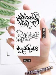 1 tờ hình xăm tạm thời nghệ thuật cơ thể cỡ nhỏ cho nam và nữ, họa tiết văn bản tiếng Anh của Daddy's Little Girl, phong cách trêu chọc tinh nghịch, hình xăm giả không thấm nước, kéo dài 2-5 ngày, che sẹo, có thể sử dụng trên cánh tay cổ tay vai chân eo cổ tay ngực đùi ngón tay, hình xăm cặp đôi bạn thân, người yêu, cosplay - màu đen - Xem 7