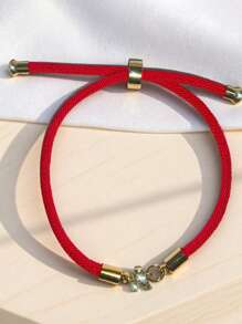 1 pieza Pulsera ajustable con letra A de strass minimalista y de moda para mujeres
