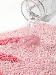 1件可爱粉色浴室地垫，蝴蝶结设计，柔软几何图案，加厚绒面情侣粉色浴室地毯，防滑TPR底面，高吸水性，易于清洁，可机洗，柔软舒适，适用于客厅、梳妆台、浴缸、淋浴房、洗手池、度假屋浴室装饰，厚实蓬松的玄关装饰 - 彩色 - 查看 6