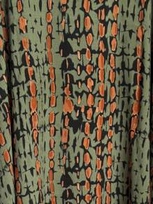 大码女式波西米亚印花沙滩罩衫连衣裙，配腰带，春夏秋季的理想选择 - 軍綠色 - 查看 5