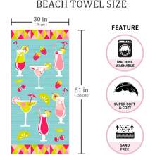 1pc Beach Towel Microfiber Beach Music Festival Gift Beach Towels Sand Free Quick Dry Lightweight Travel Towels Summer Beach Towels 31''X71''or 29''X58'' For Adults Women Men  Family Beach Essentials Accessories Perfect Gift For Mom, Ideal For Swimming, Beach, And Summer Vacations Summer,Holiday Bathroom Decor - Strawberry - View 2