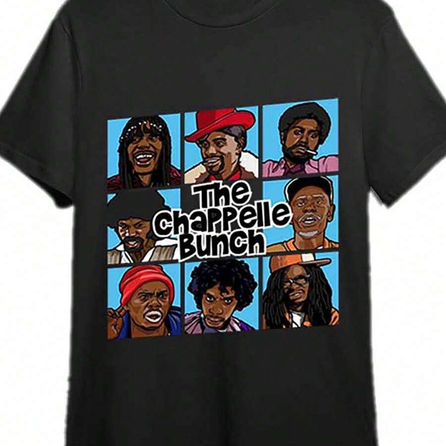 Dave Chappelle The Chappelle Bunch T-Shirt 336517 Funny Men's Short Sleeve Graphic T-Shirt Collection Black PR - 黑色 - 查看 1