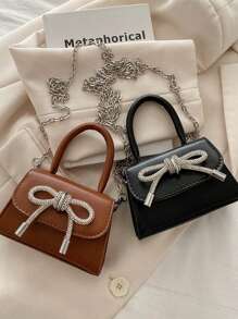 Women's Fashion Textured Bowknot Handbag
