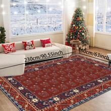1pc Classic Style Retro Area Rug, 700g/Sqm Crystal Velvet, 5mm Thickness, Washable Non-Fading Carpet, Slip-Resistant, Suitable For Holidays And Any Space Including Hotel, Office, Sofa, Bedside, Kitchen, Laundry Room, Hallway, Porch, Entryway And Stairs Mother's Day